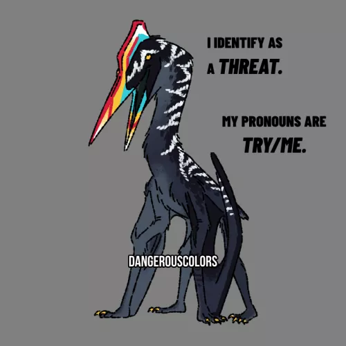 [OC] Being a 5 meter tall flying demon born with stabbing equipment can make one bold! (He's lying. His actual pronouns are he/him)