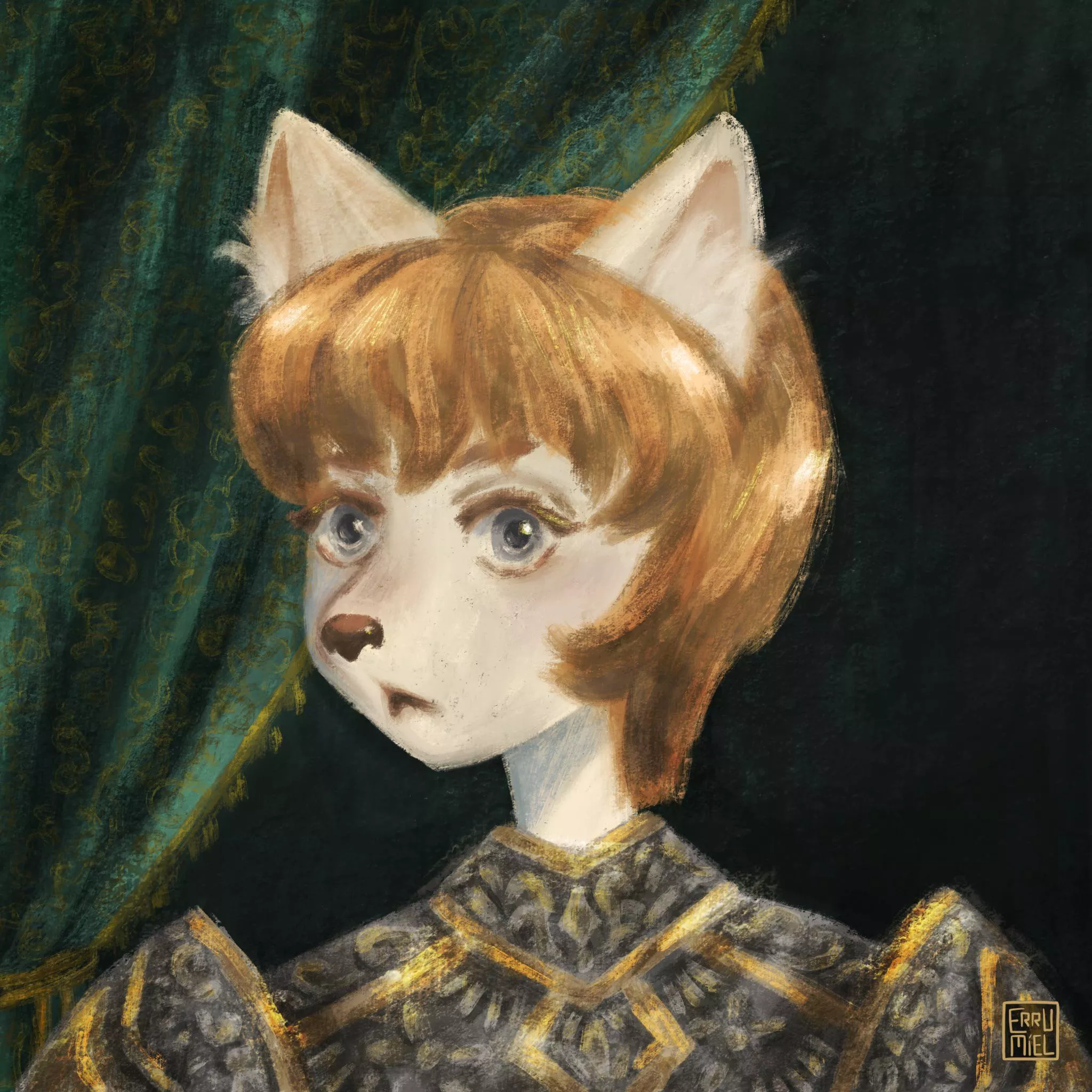 ✦ Portrait of my sona Miel (art by me)