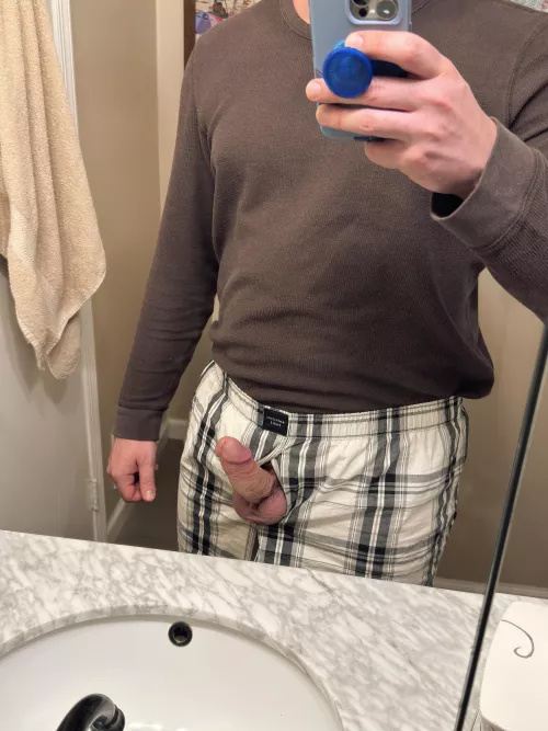Raging cock through the plaid