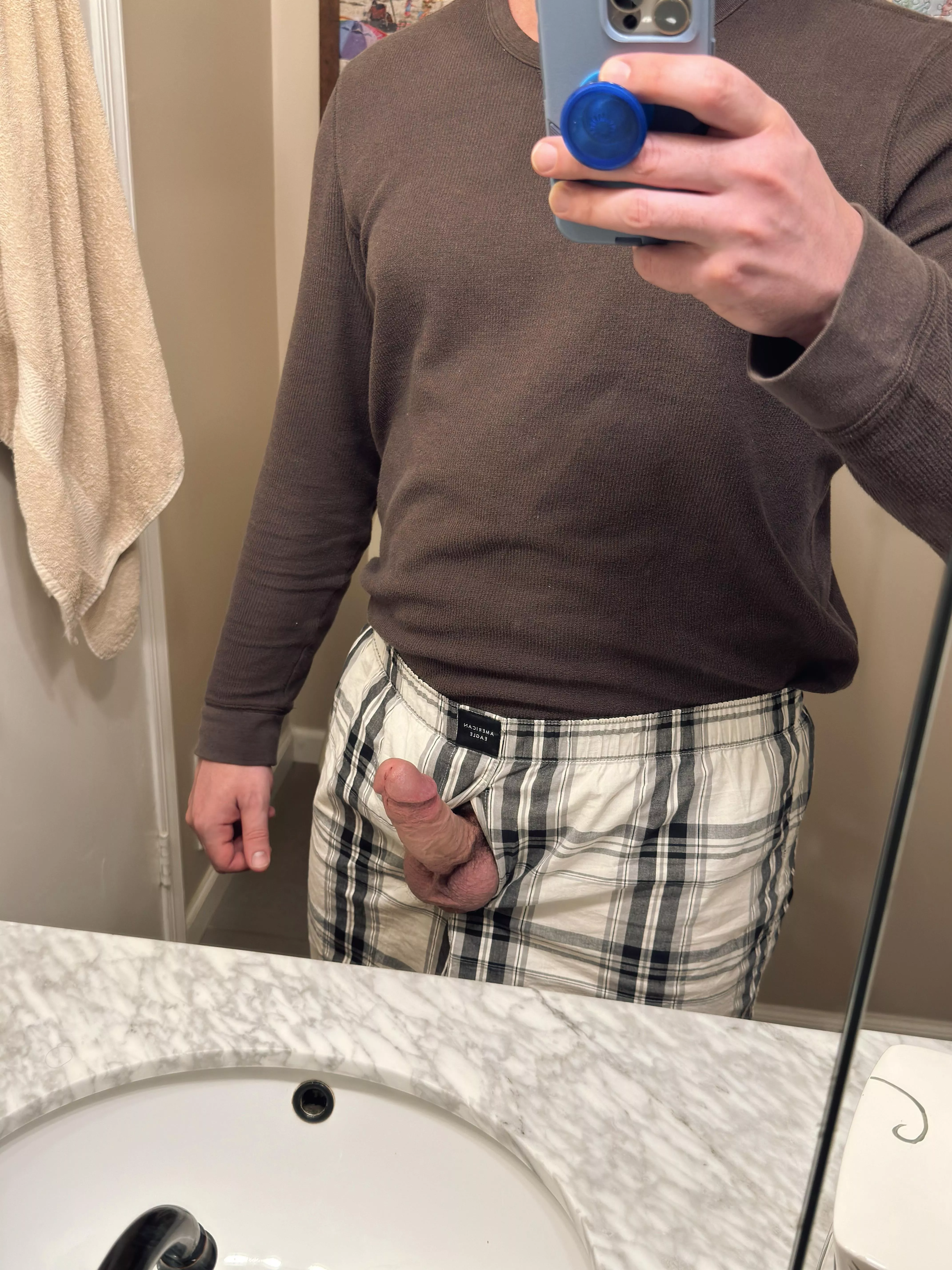 Raging cock through the plaid