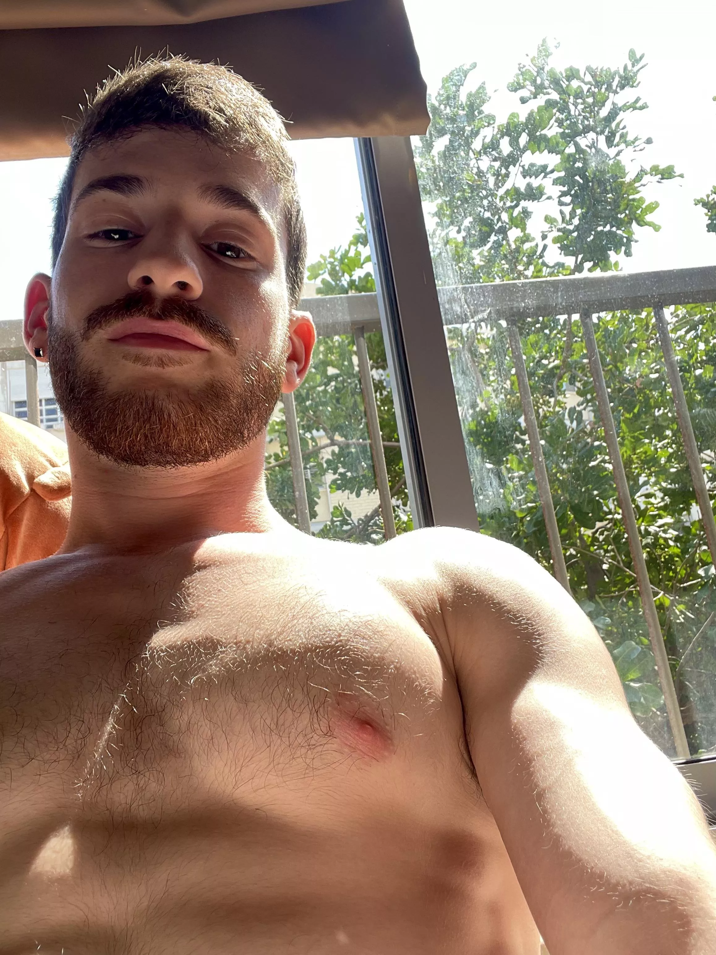 Receiving some sofa sunlight. I hate how my beard turns red in the sun 👺