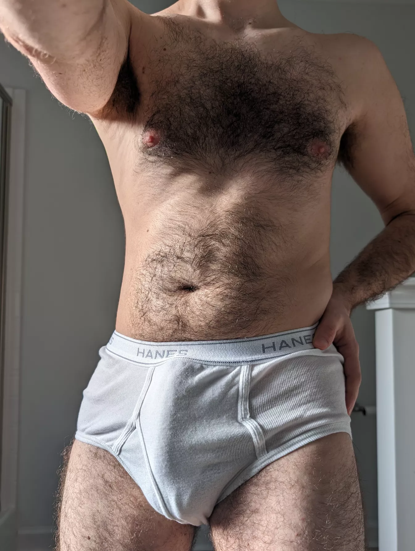 Showing off my bulge in my white briefs