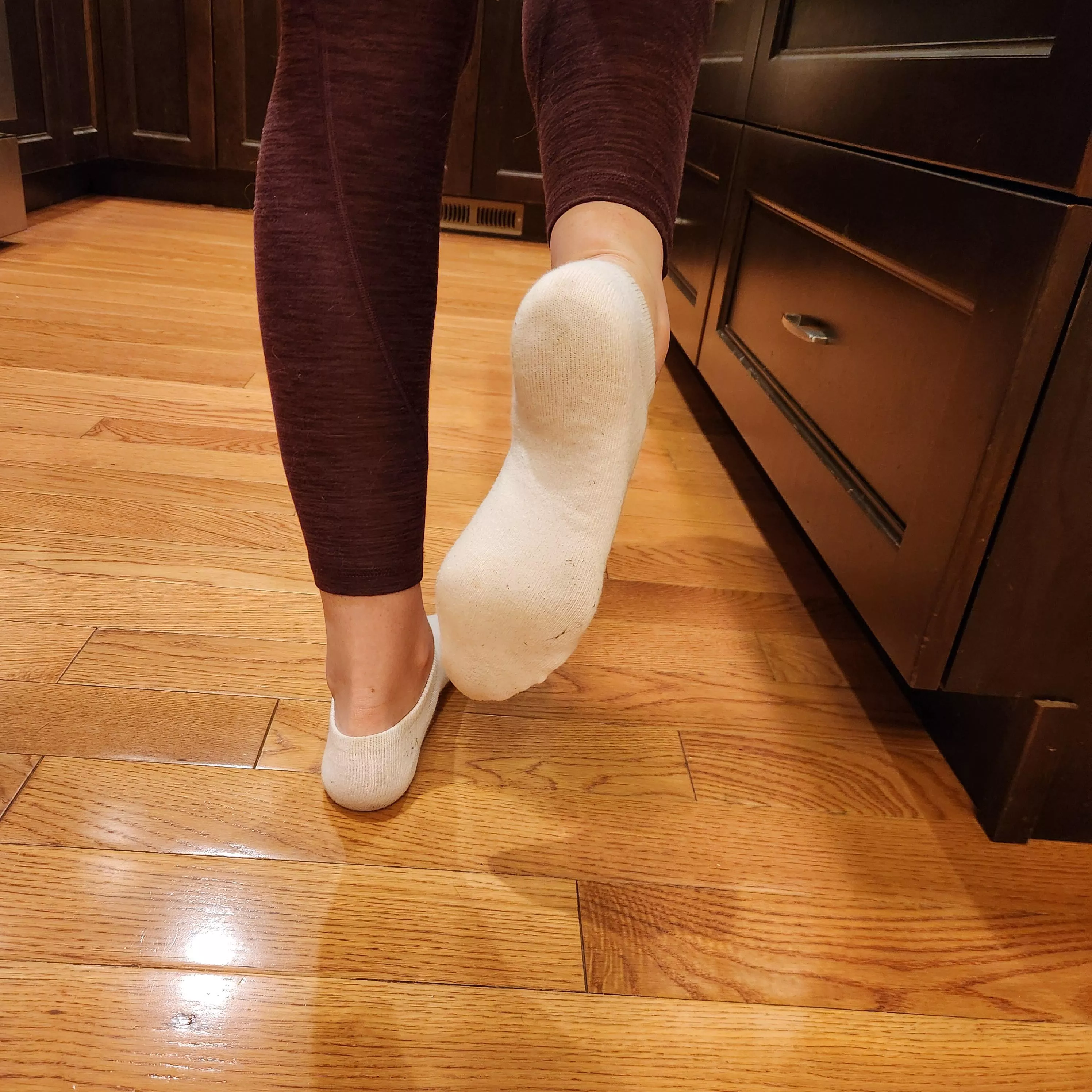 Slight brown footprints after being in shoes all day. It feels sooo good to take them off and expose these for you.