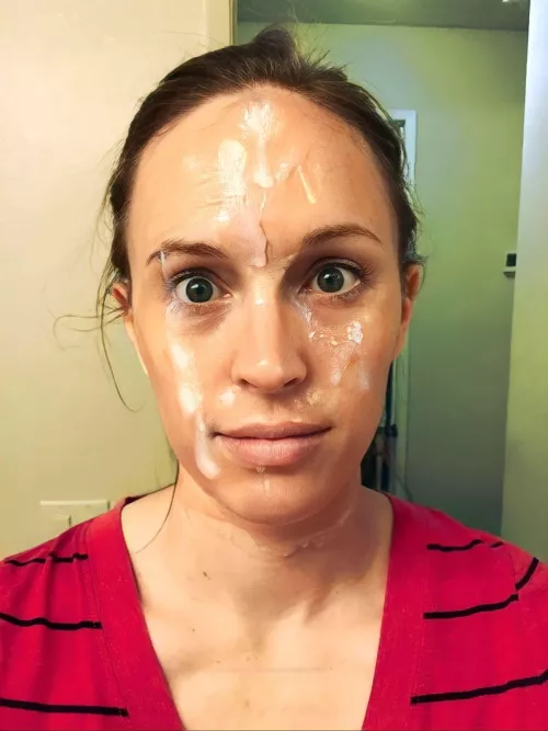 Added cum to her cleansing facial. 