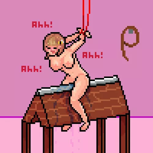 Bea from Hypixel Skyblock on a wooden toy !?