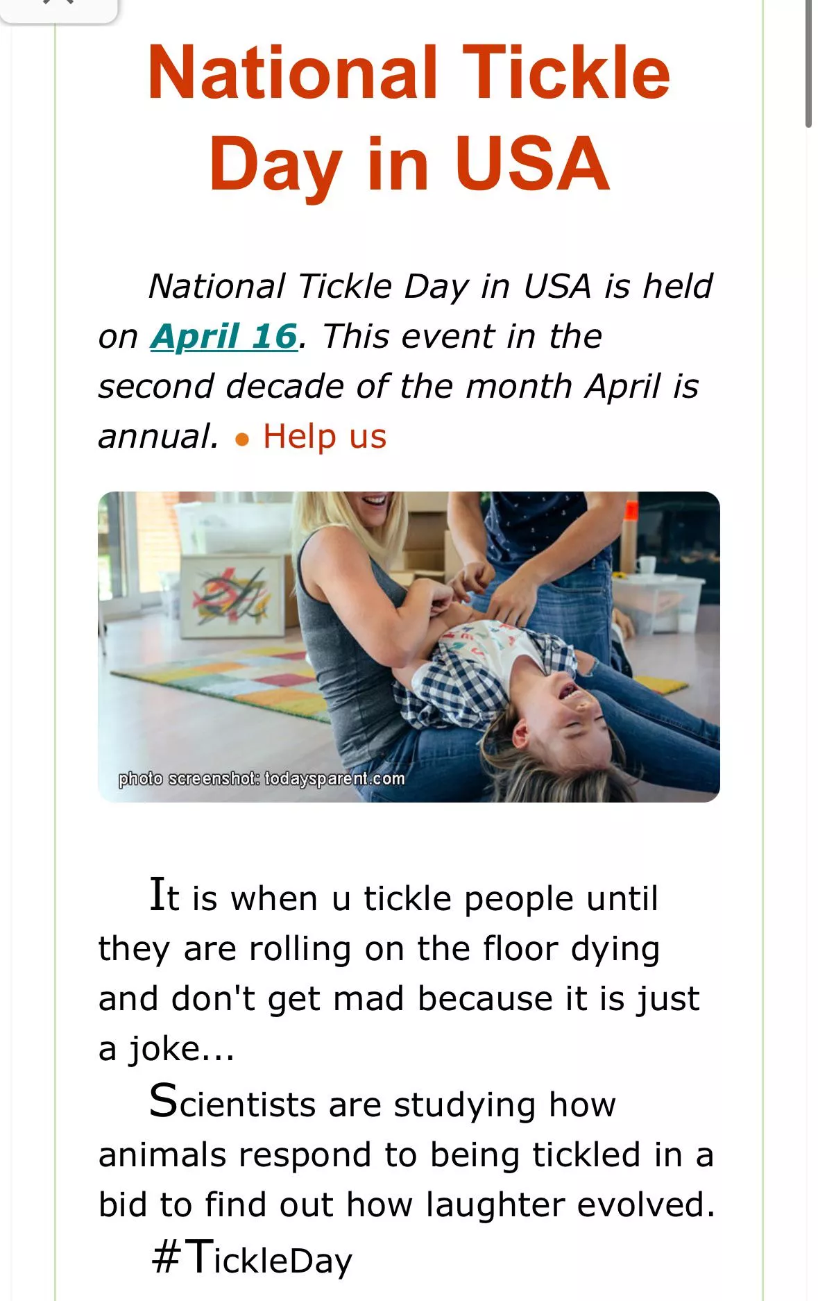Celebrate National Tickling Day today folks ;)