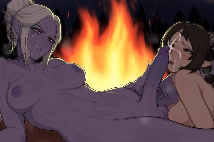 cummed on by the fire