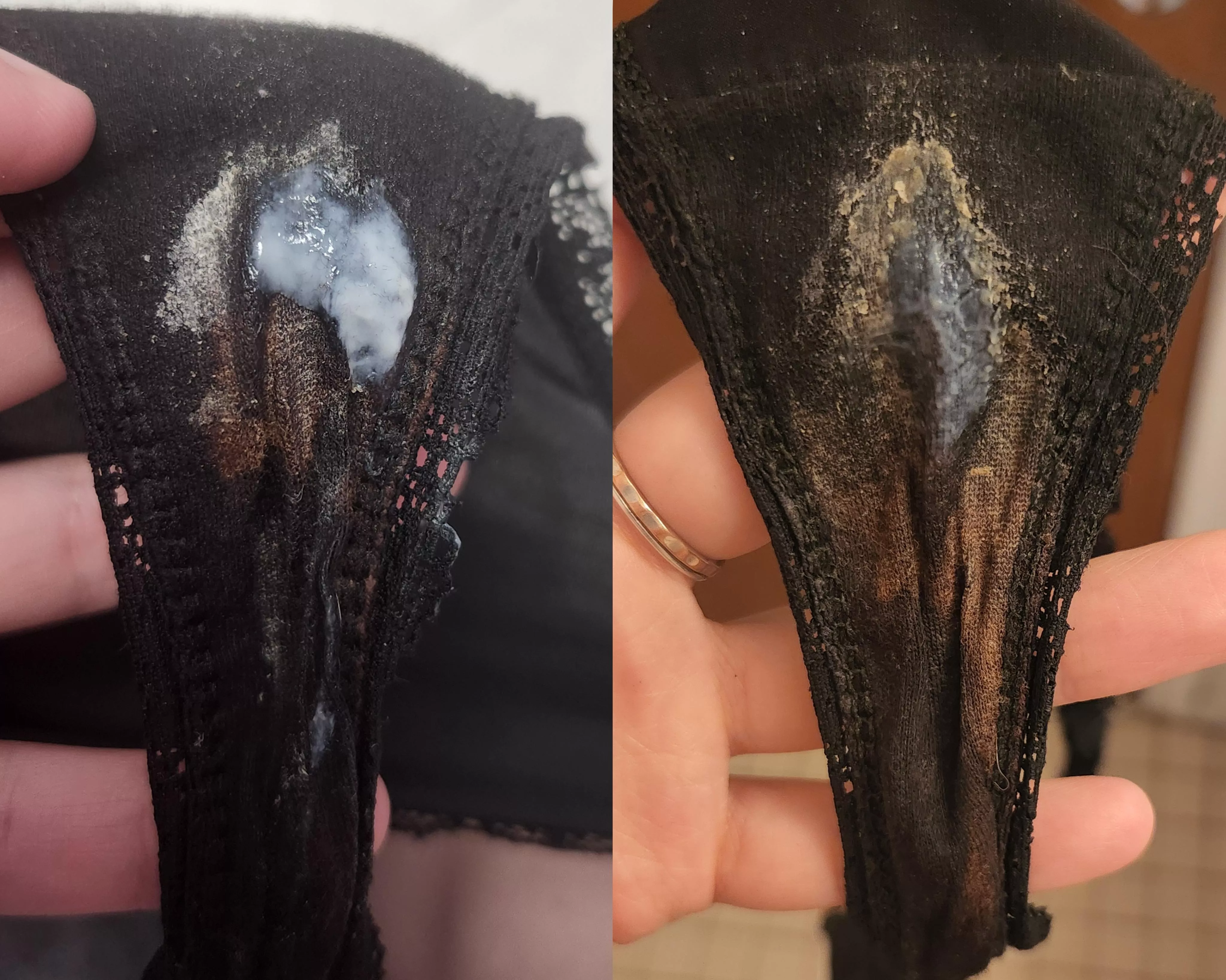 day one vs two on this black thong😋