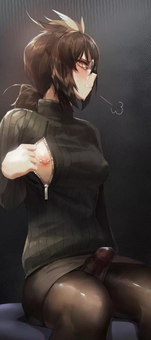 Flashing a titty and a little something else