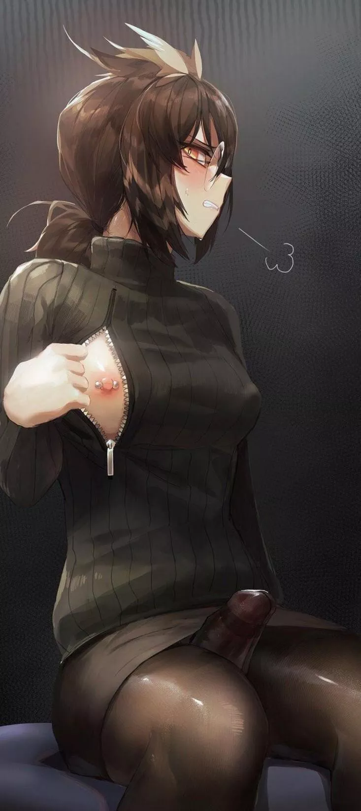 Flashing a titty and a little something else