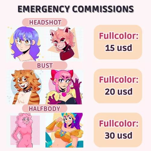 [FOR HIRE]🚨 Emergency Commissions! 🚨