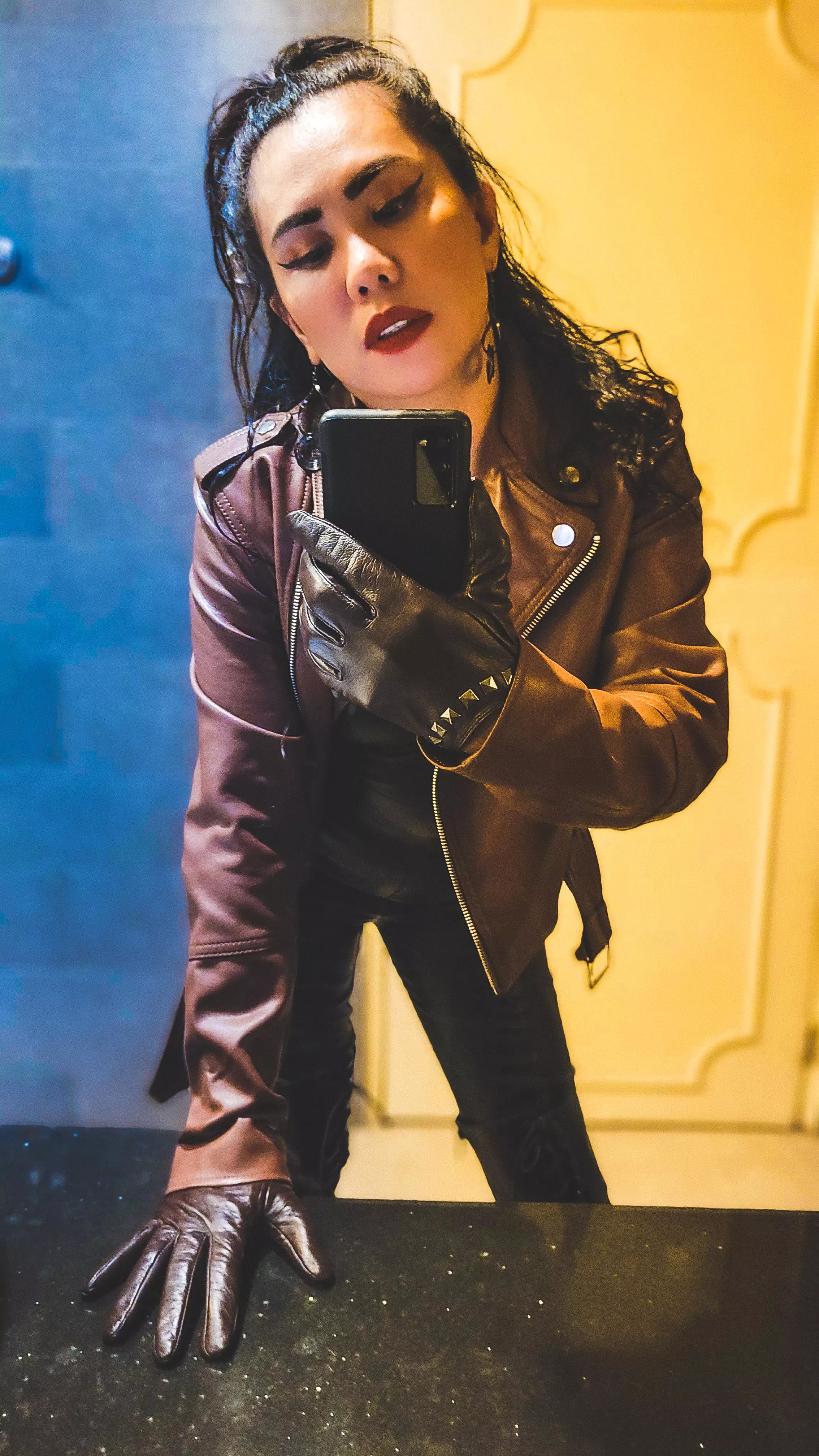 Leather Jacket and Gloves! :)