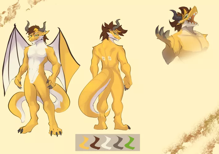 Most recent ref sheet for orion! (art by me)