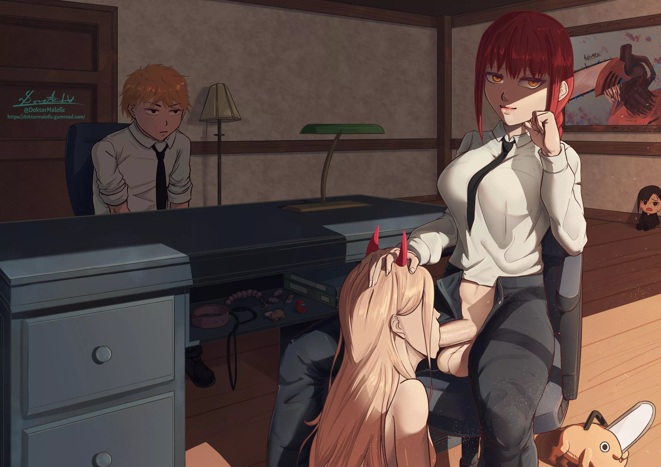 Power sucking off Makima in her office (DoktorMalefic)