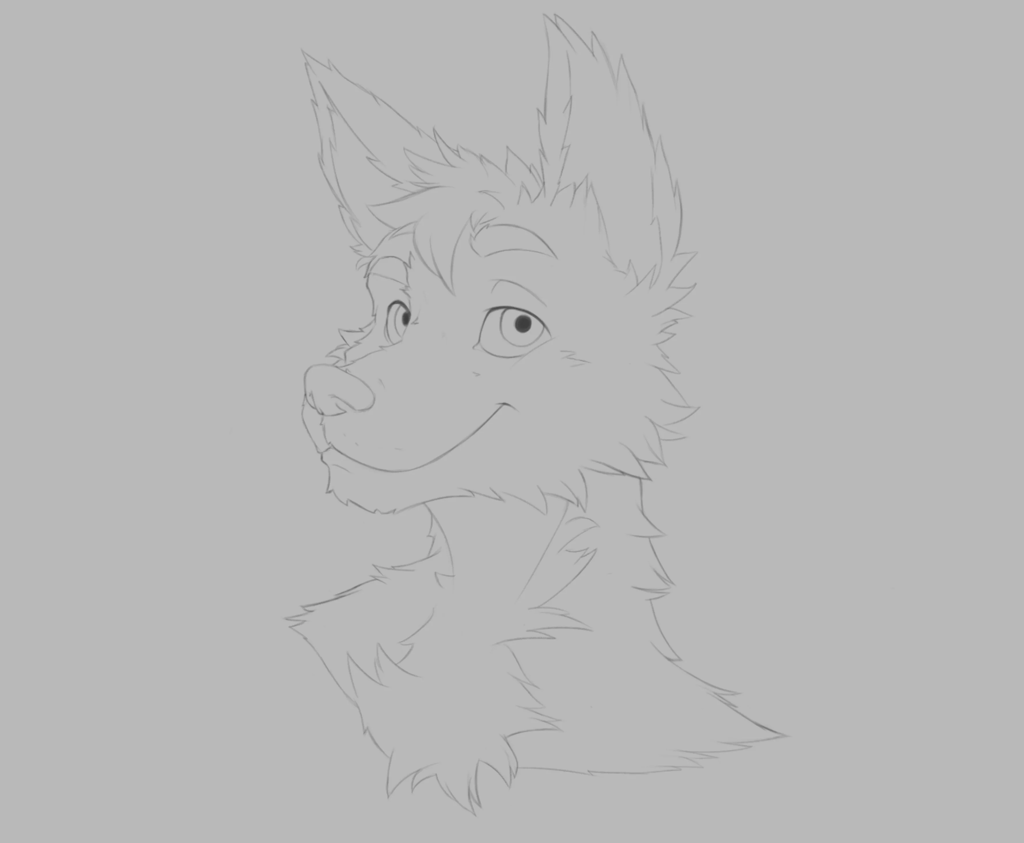 Teddy Cooper's icon is in progress, currently in line art. He's a friendly wolf, reflecting his personality in simple and expressive traits. Soon, it'll be ready as a profile picture, transmitting captivating energy to all who see it! Hope you like it