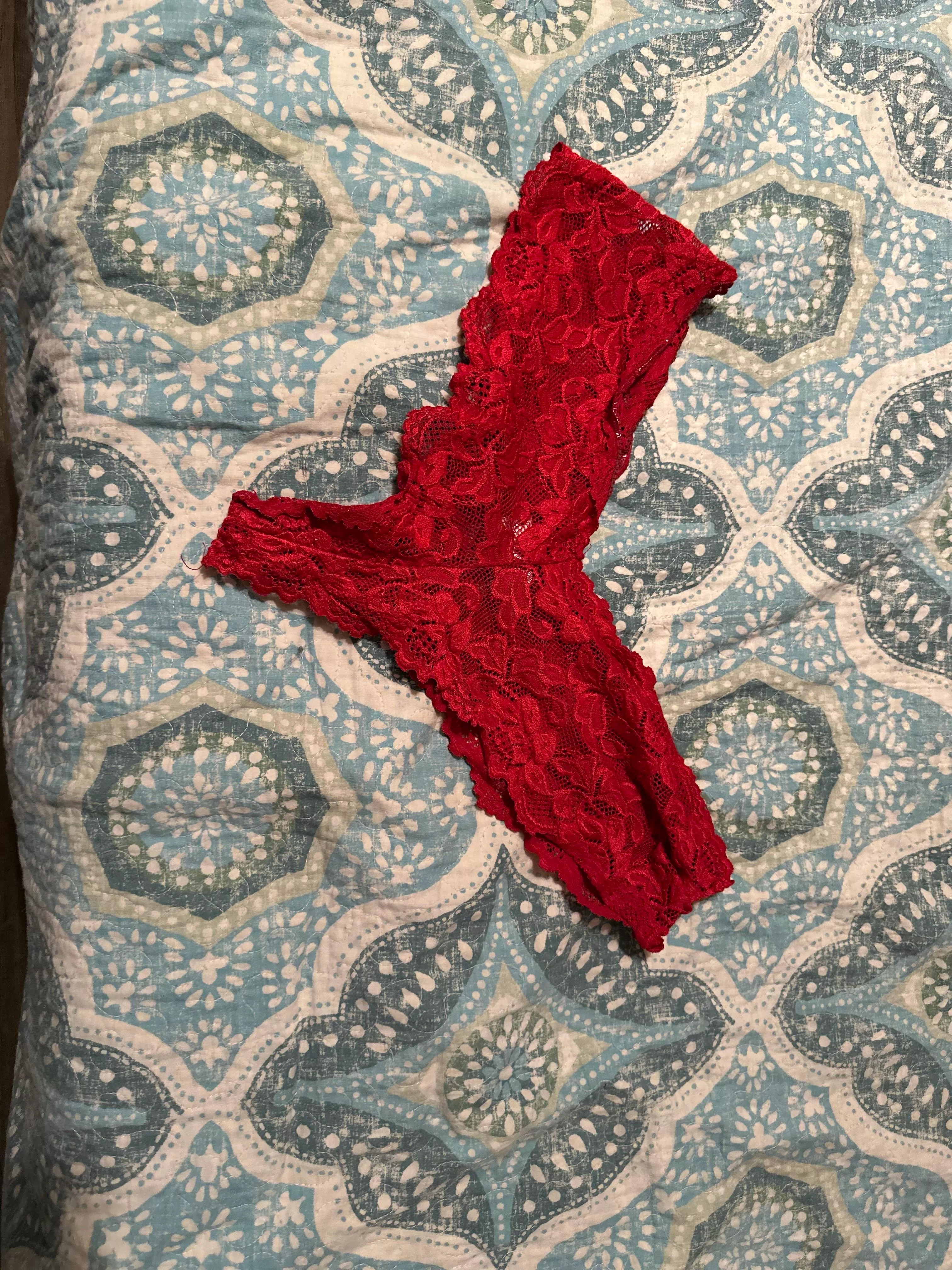 Who wants to cum on my wife’s sexy red panties?