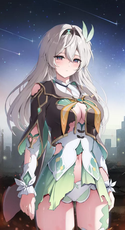 Accidentally burnt her clothes