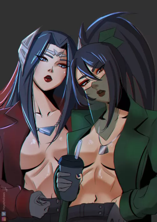 Akali and Irelia wants to gank you (HayashiDraws)