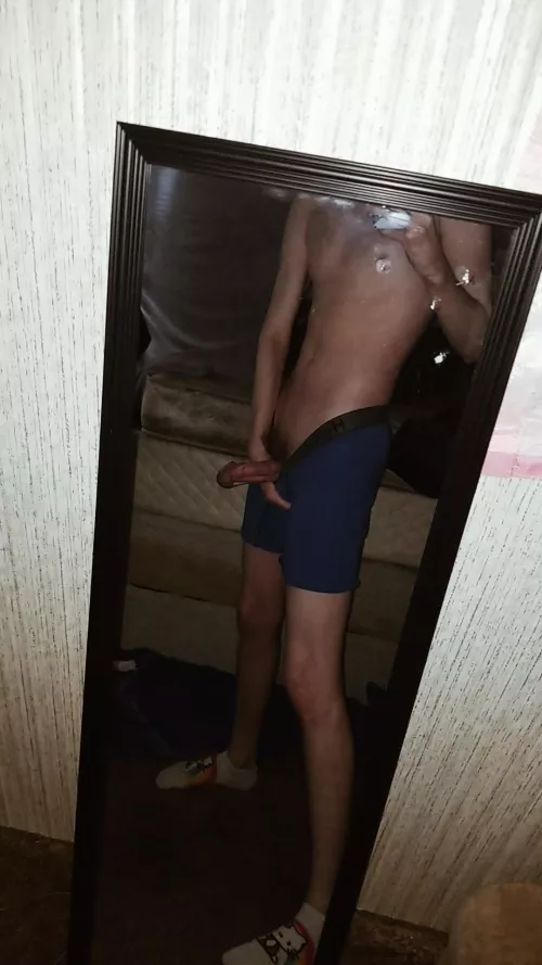 Got kinda hard. Who's gonna suck me?