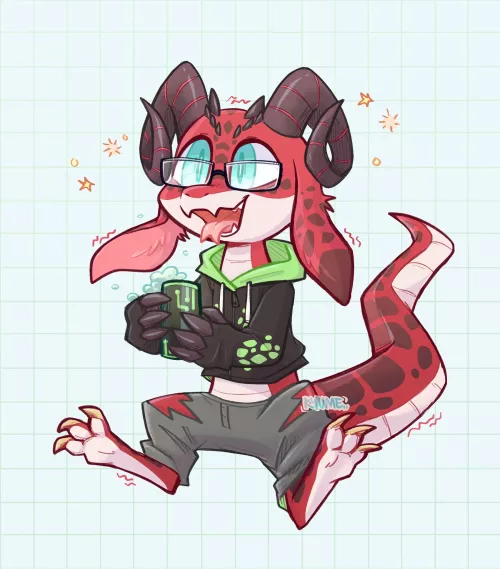 Had a bit too much caffeine,, Commission of Ace the kobold!