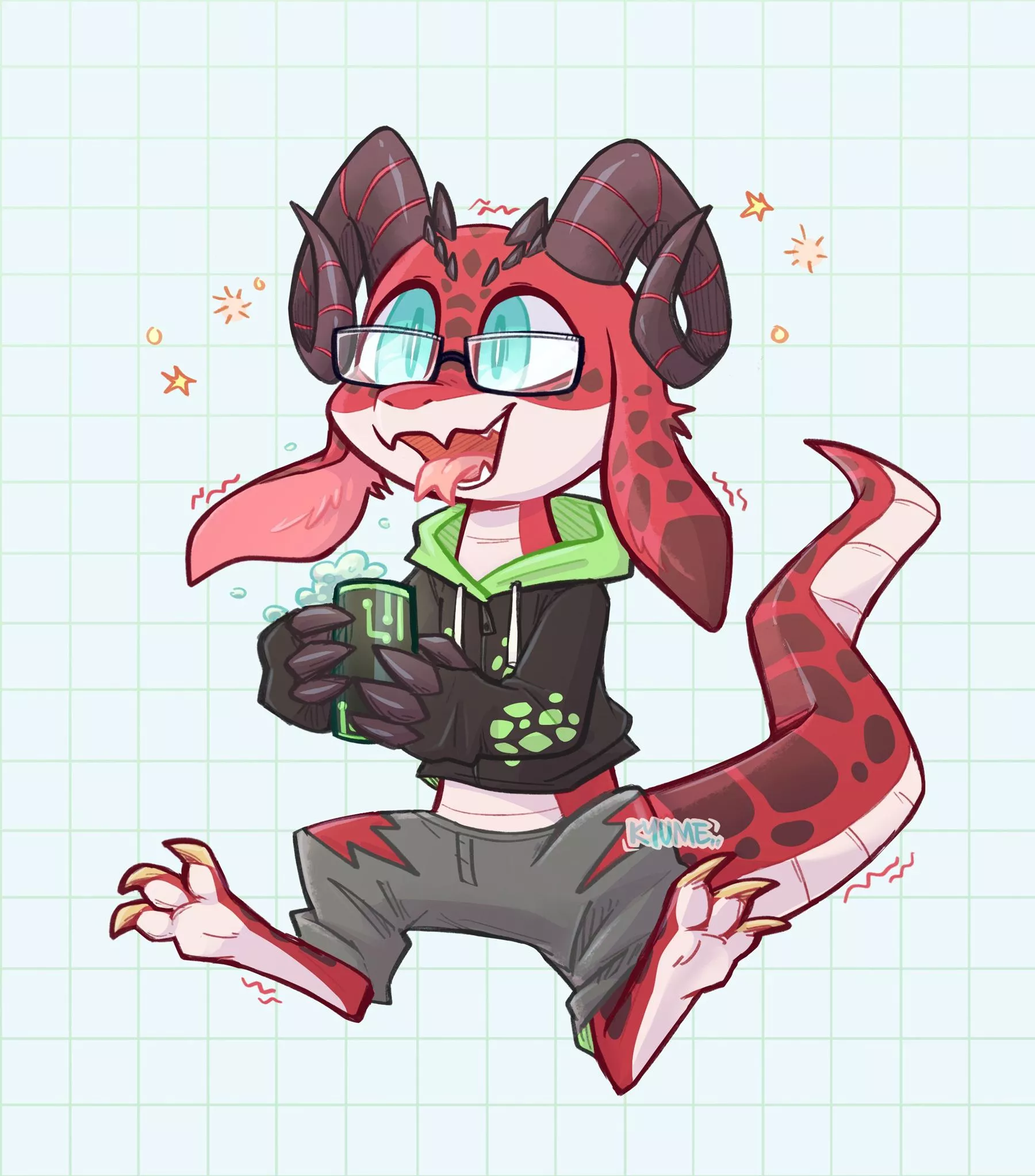 Had a bit too much caffeine,, Commission of Ace the kobold!