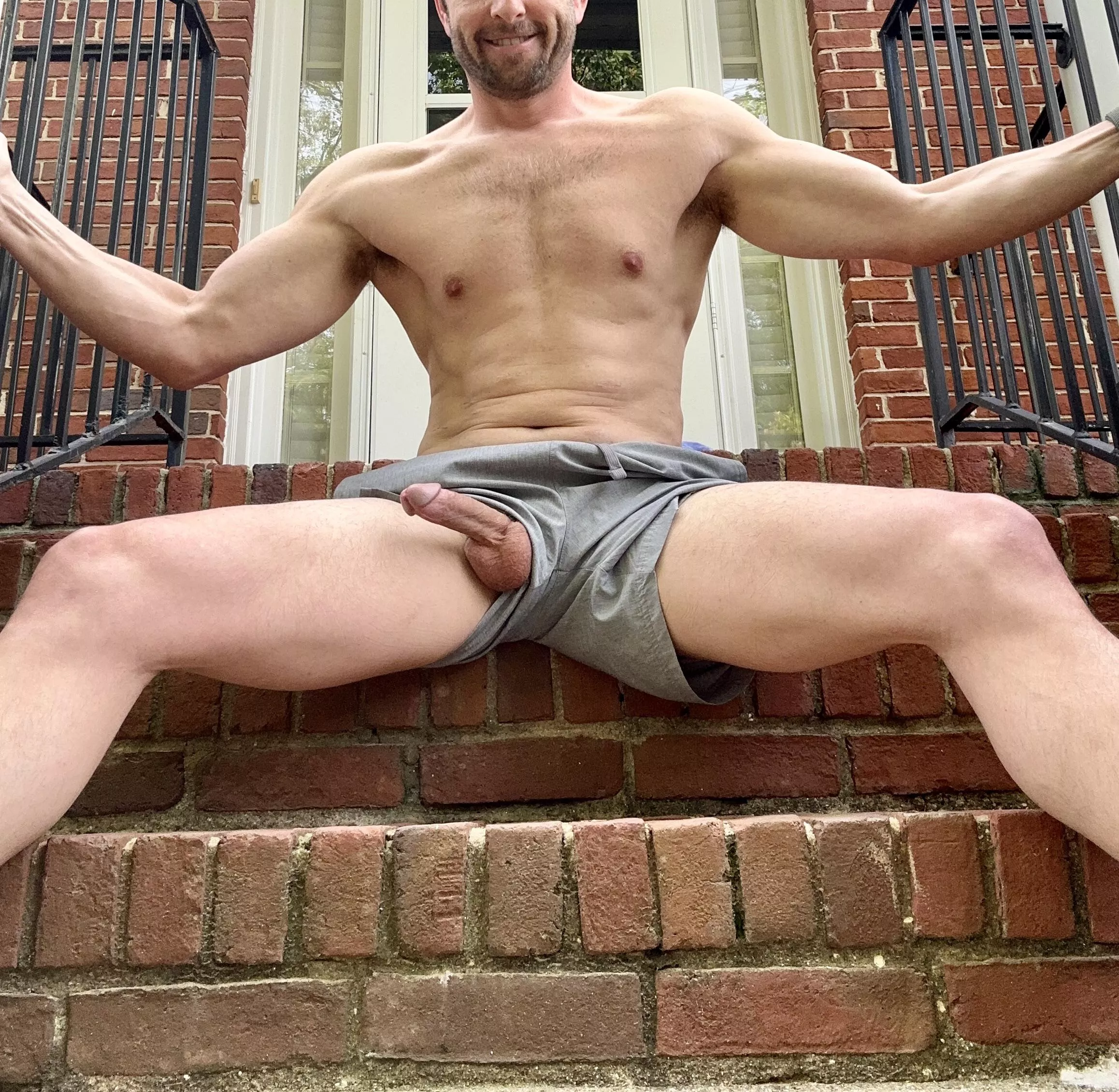 Hard on the front porch.