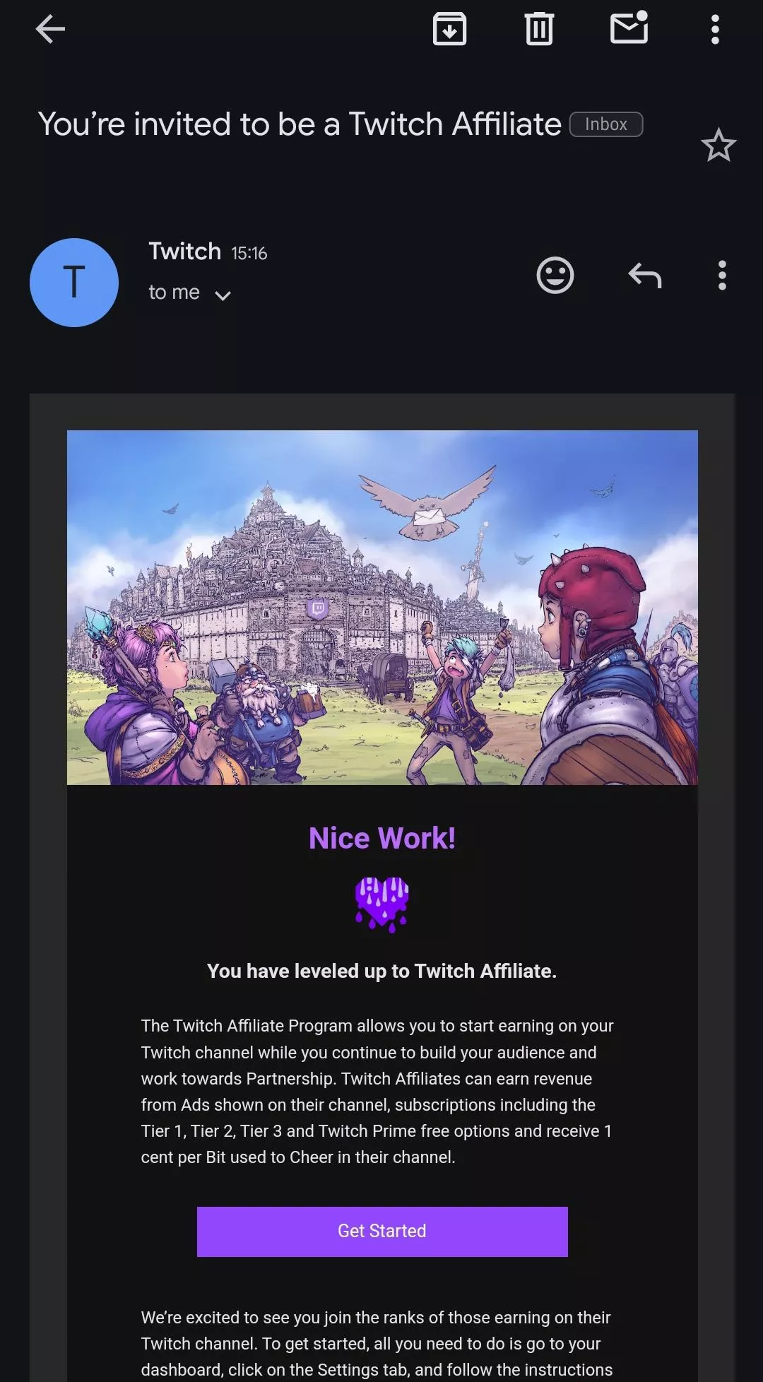 I just got Affiliated. 