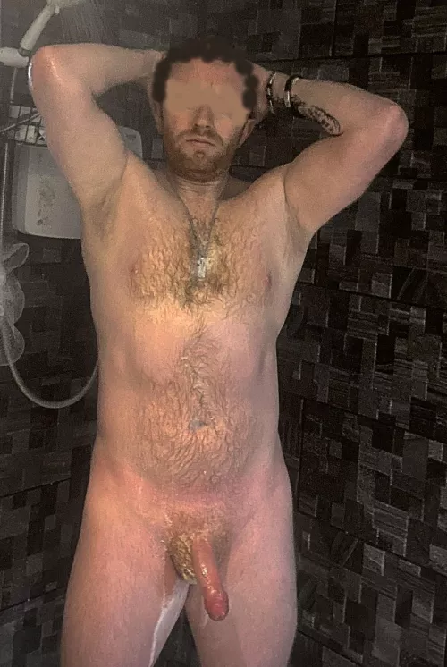 Showering after the gym. I need more muscle...