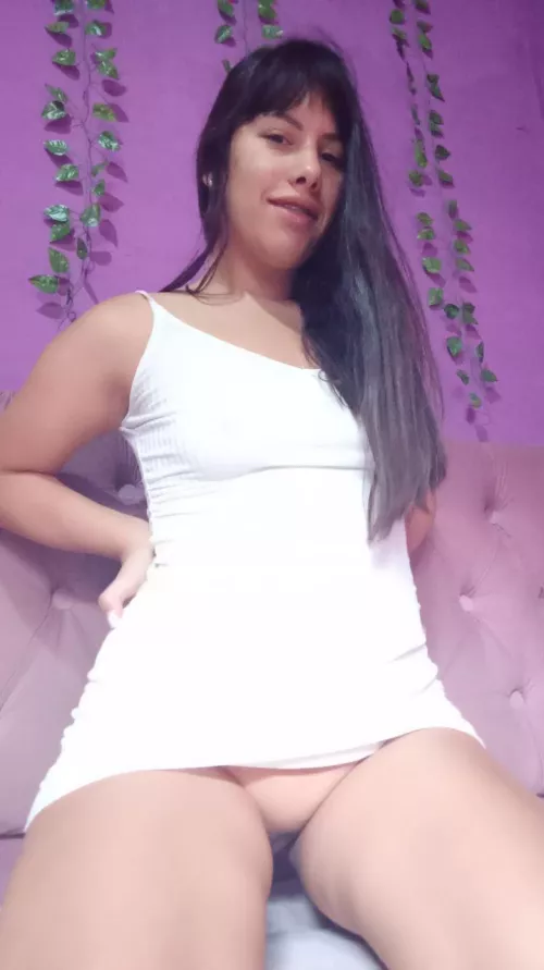 showing a little bit of my hairless pussy