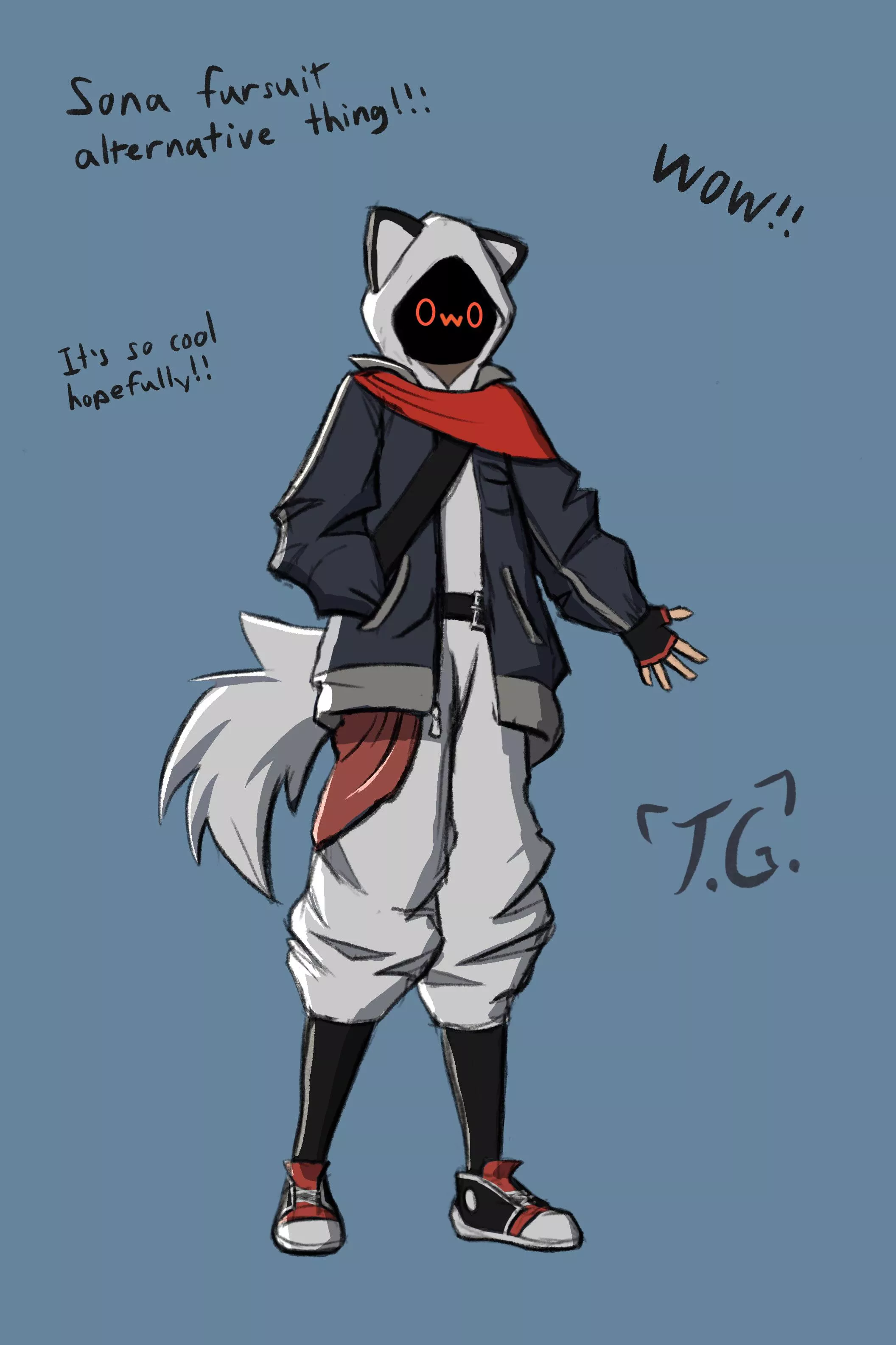 So I’m drawing up a concept for a “fursuit alternative” because I’m too broke to spend $2000 lol. Any thoughts or suggestions? Is it “furry” enough?