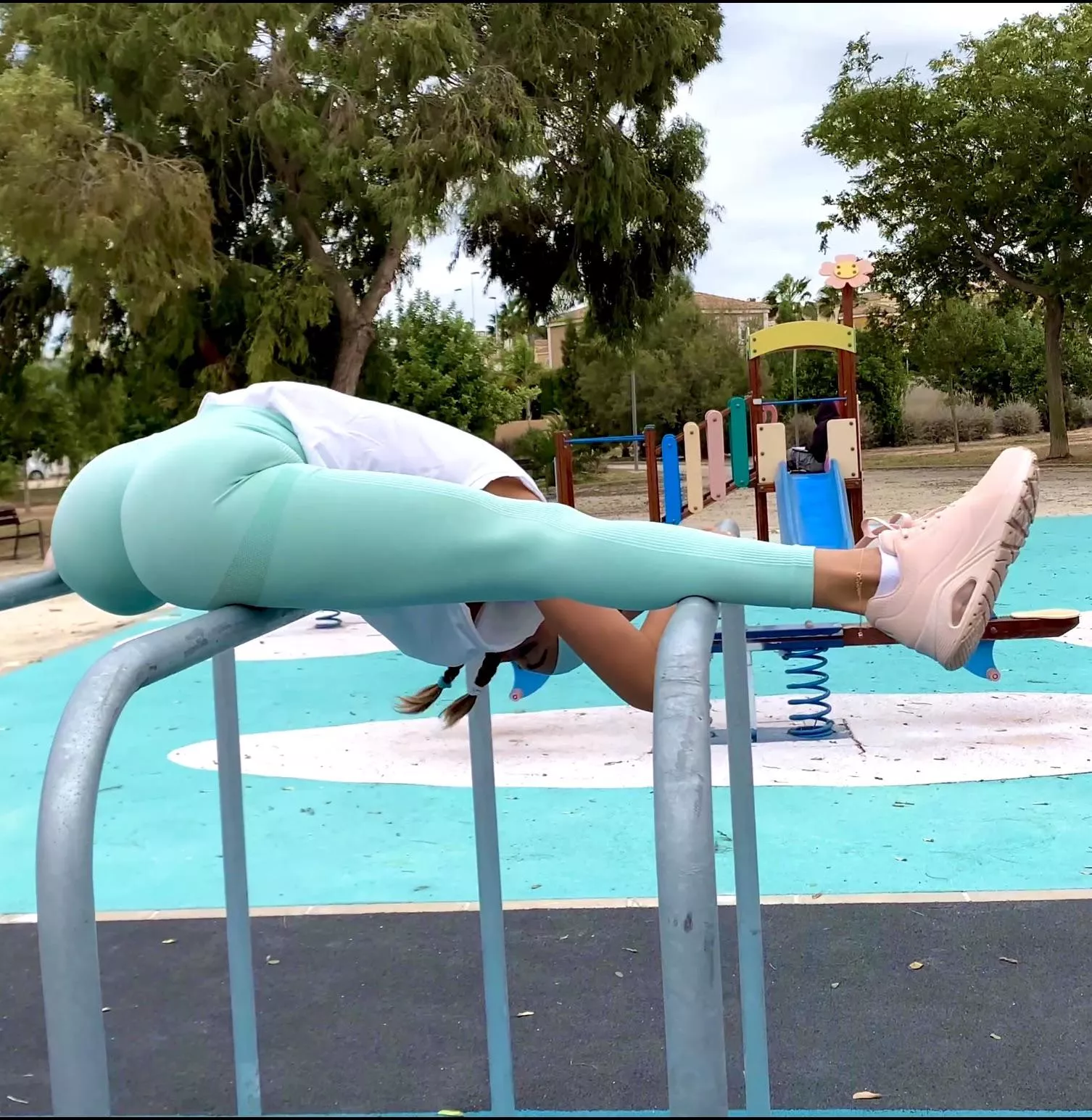 Stretching on the uneven bars