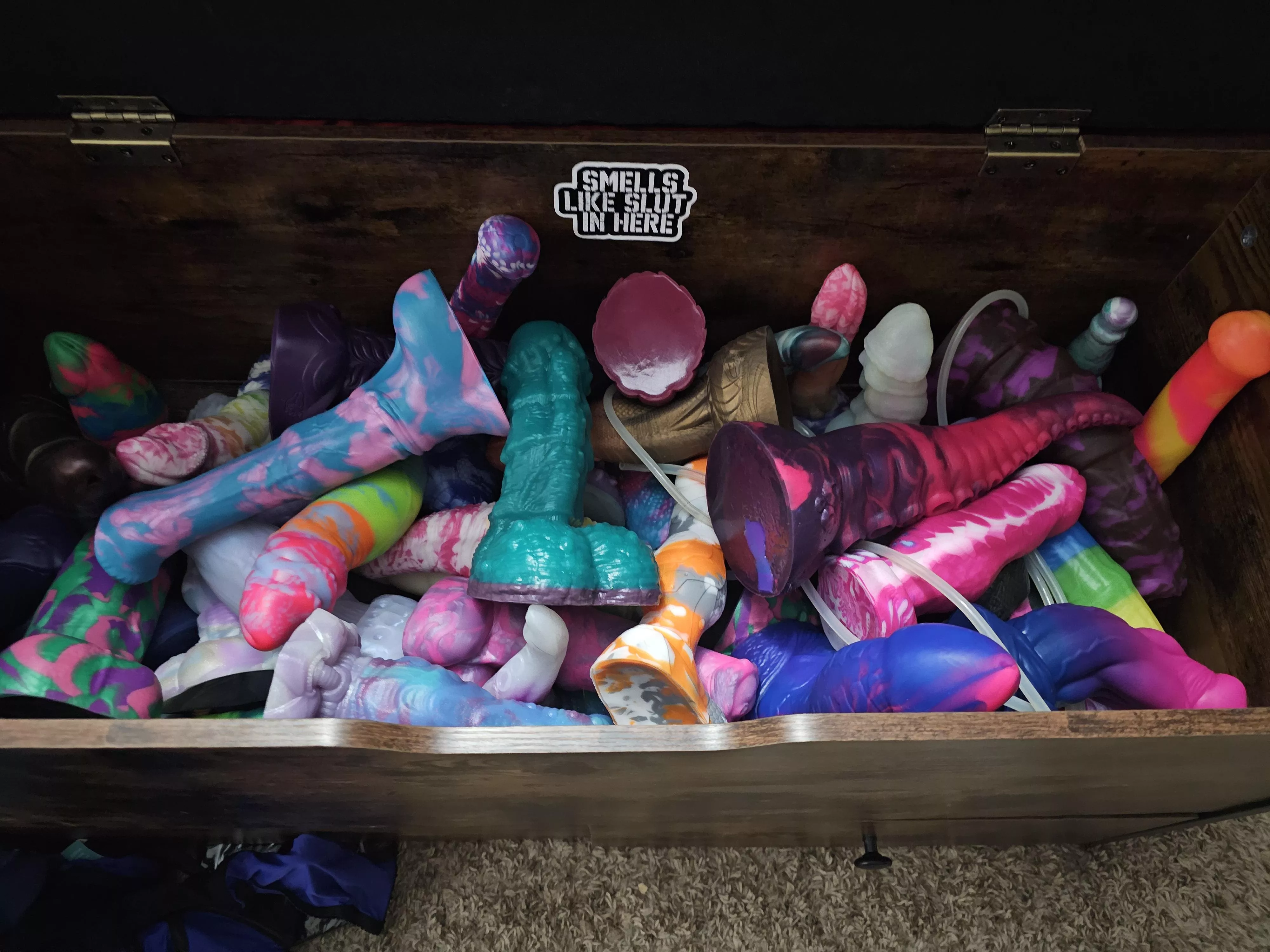 The toy box at the end of the bed