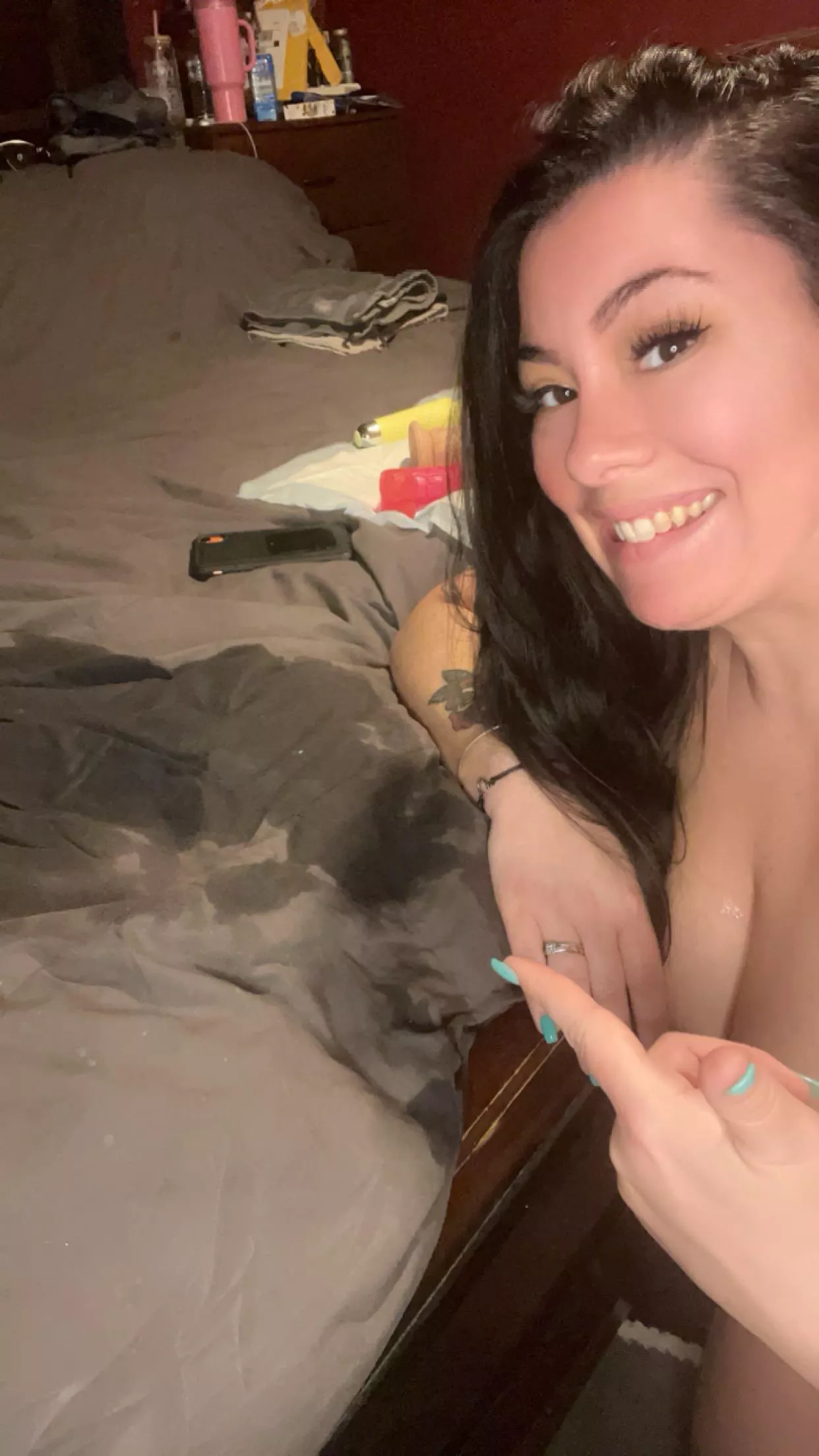 When your side dude makes you spray all over hubby’s blanket 