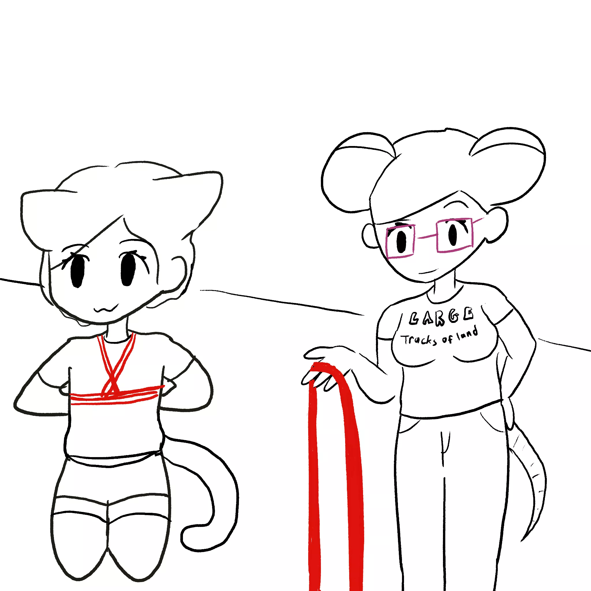 Cat boy disassociating while his Mouse girlfriend ties him up 