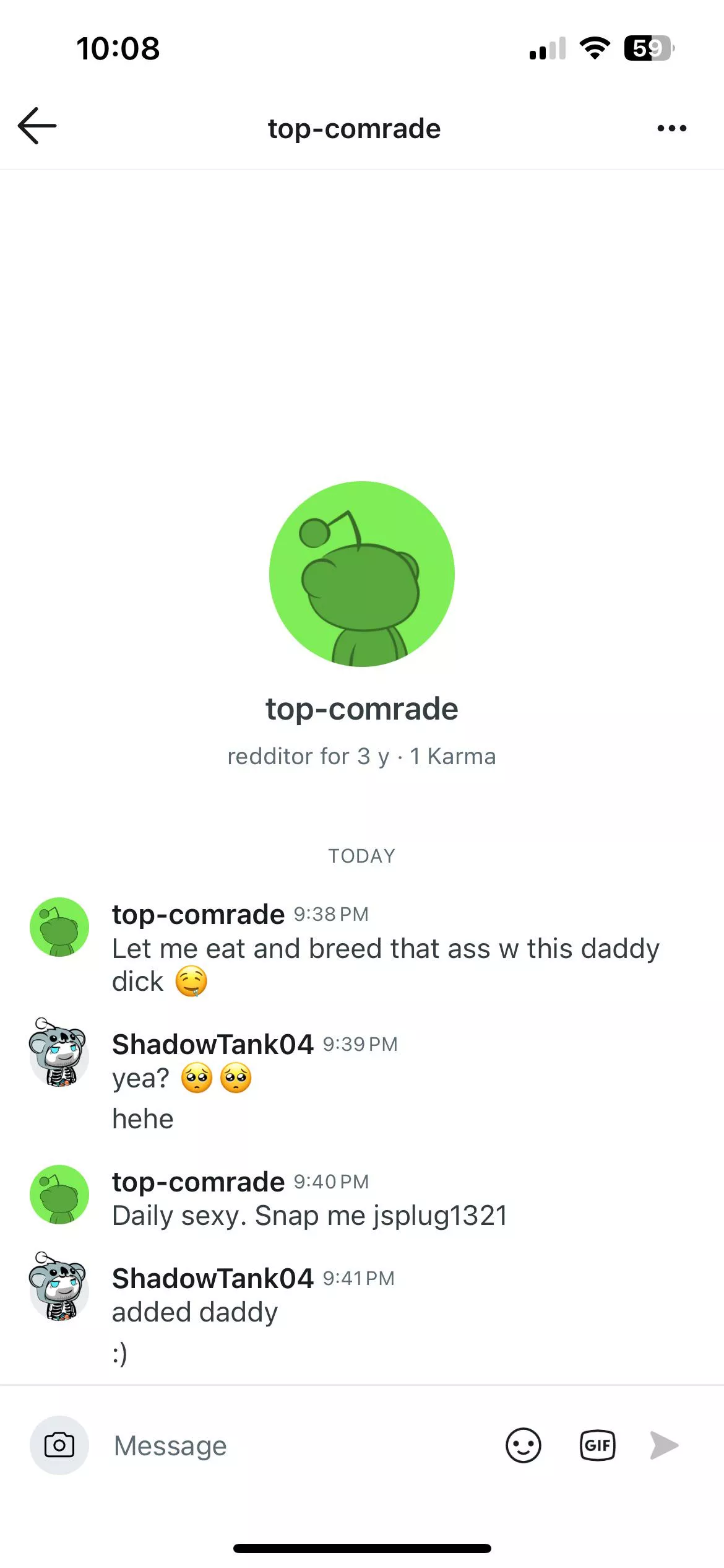 Don’t send with jsplug1321. He screenshots your videos