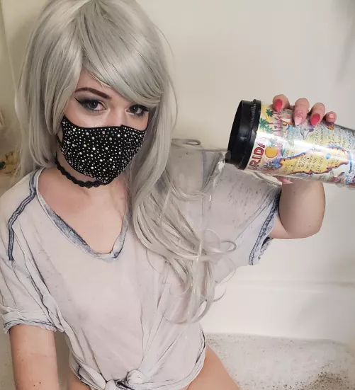 having a bath time wet tshirt contest