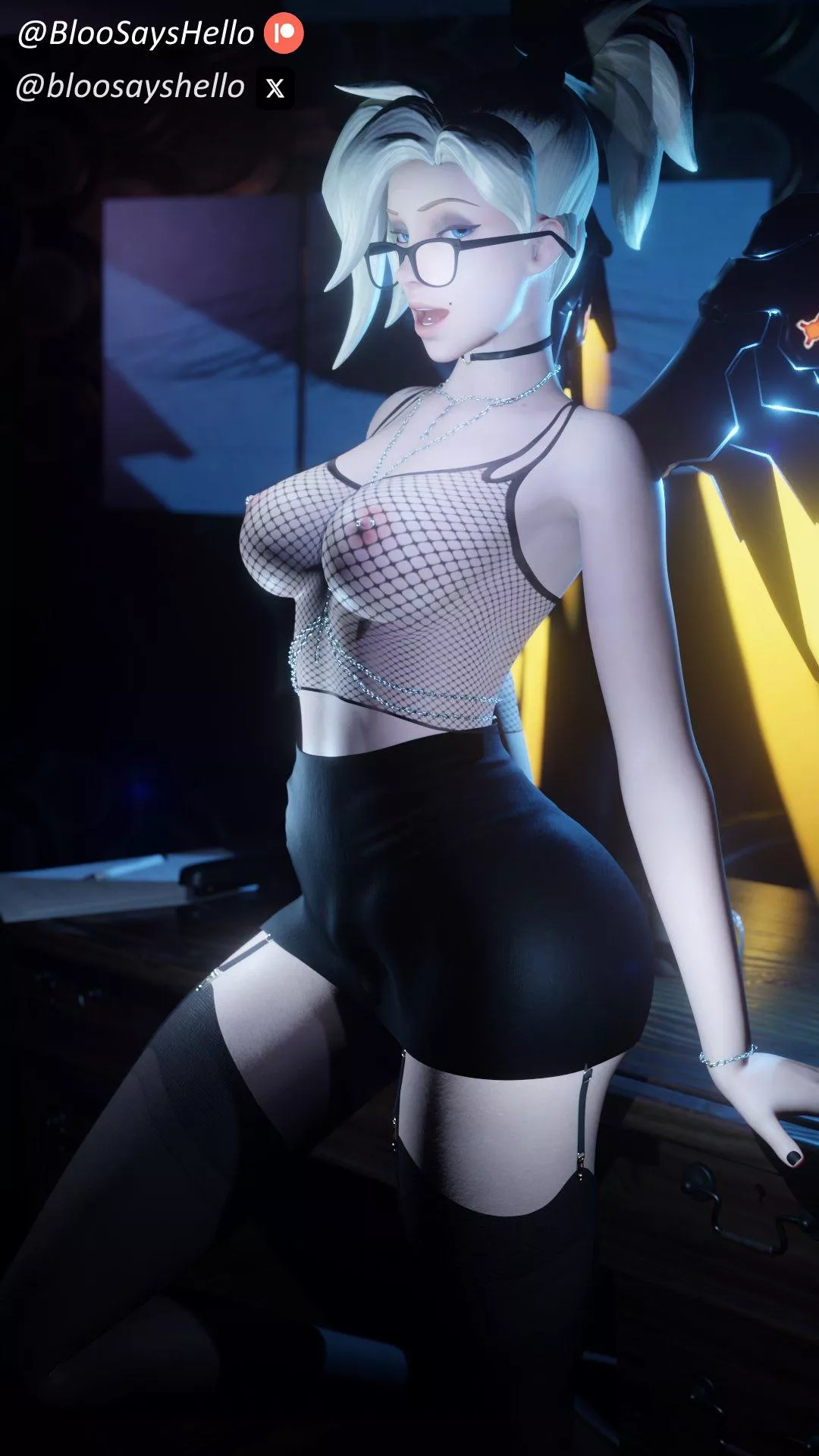 Mercy wants to test the durability of your new desk (bloosayshello)