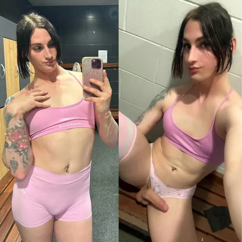 pov ~ you get tricked by the sissy at the gym and now you have to suck her cock and take it in your ass 😈