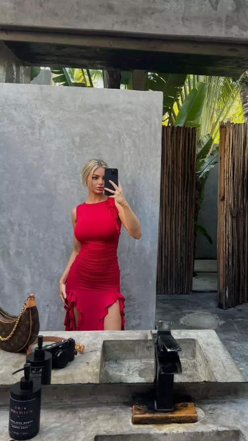 Red dress in Tulum