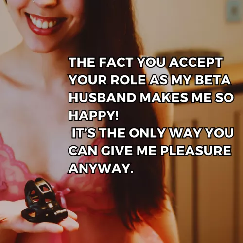 The only way your cock can give me pleasure is by seeing it locked in this tiny cage 