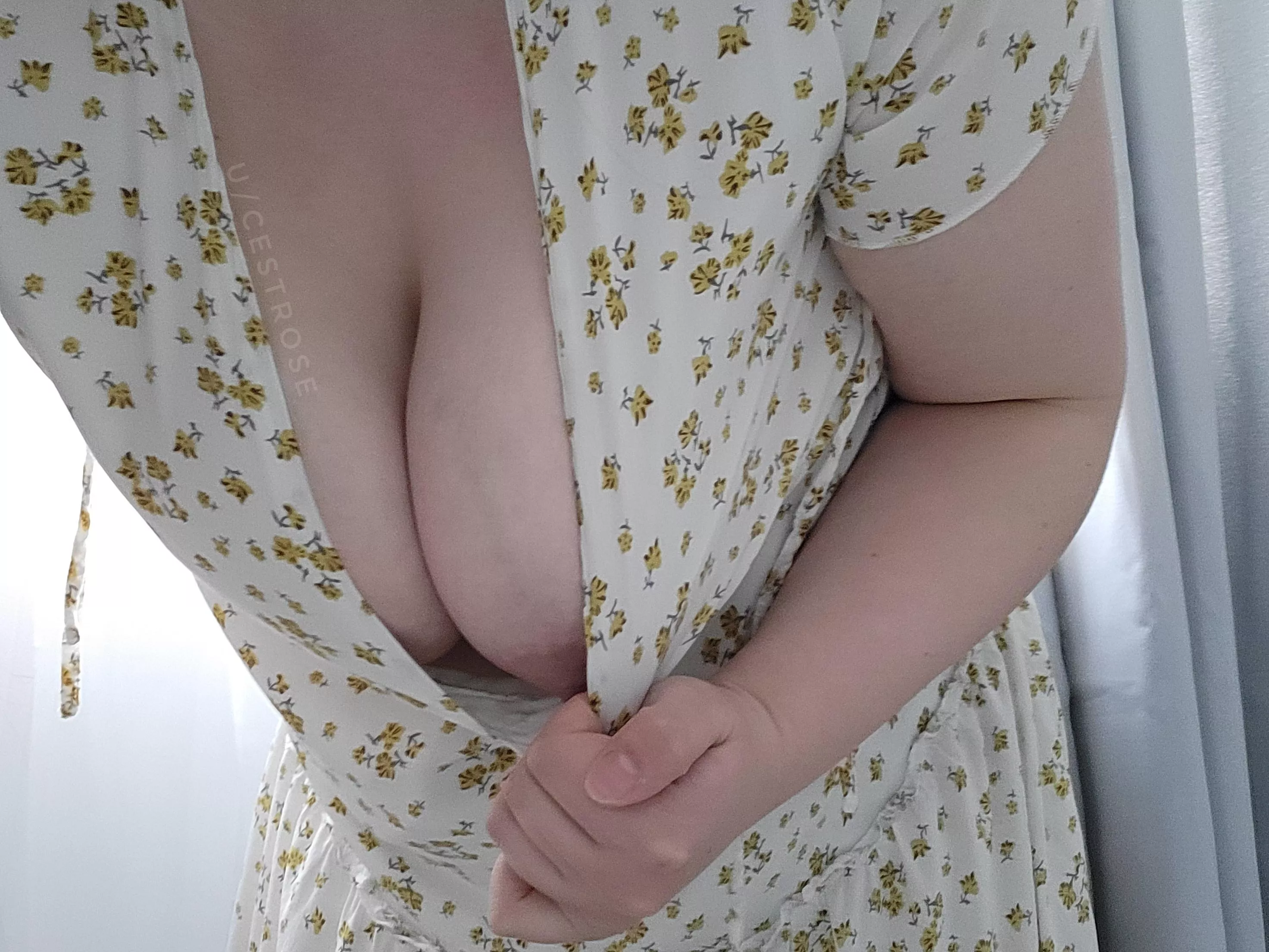 This sundress is cute, but it needs a little bit of help with its downblouse ability