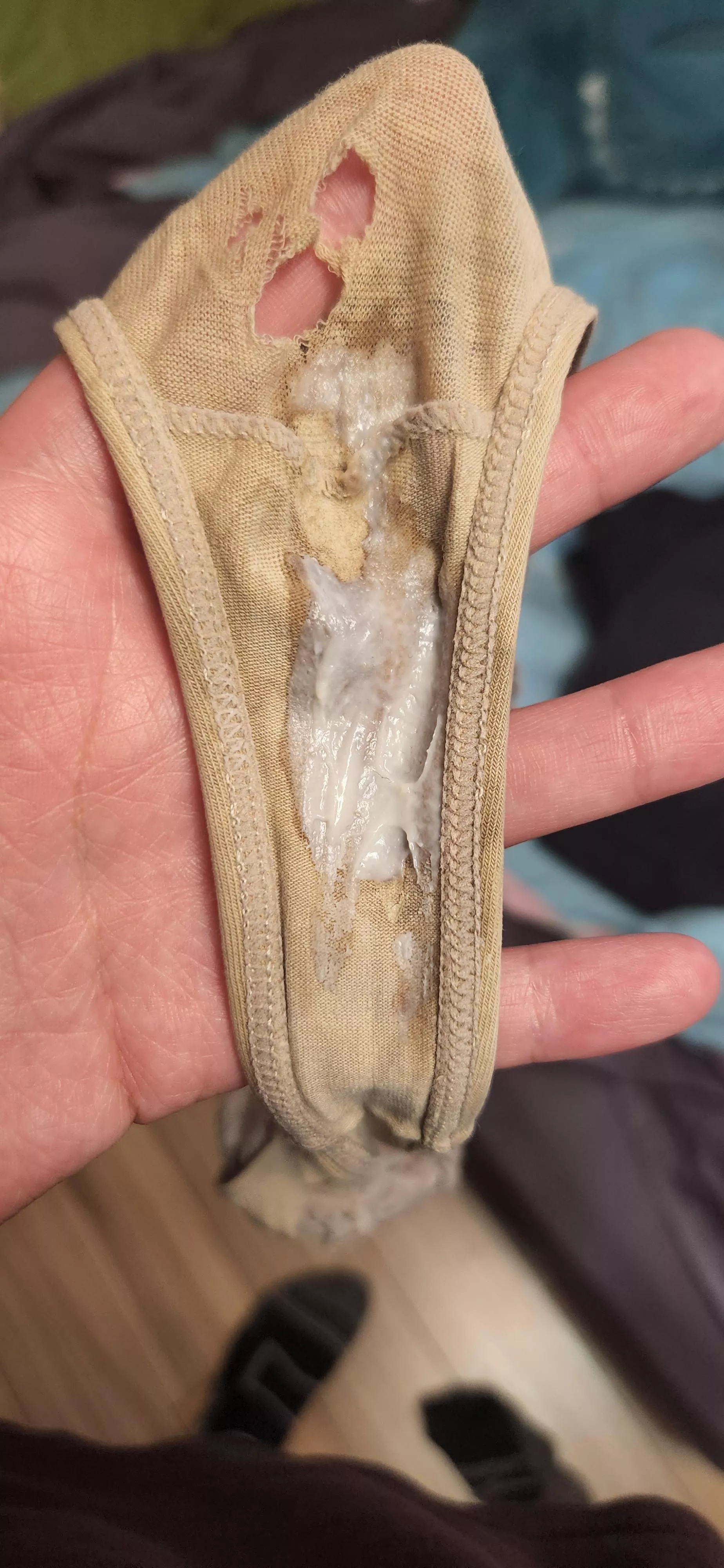 this thong is so well worn its got a few holes, gonna have to retire it soon XD