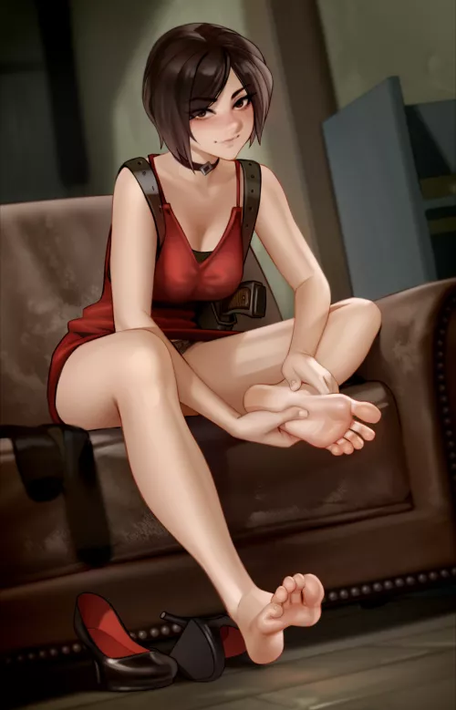 Ada Wong resting her feet (Resident Evil) [Kairunoburogu]