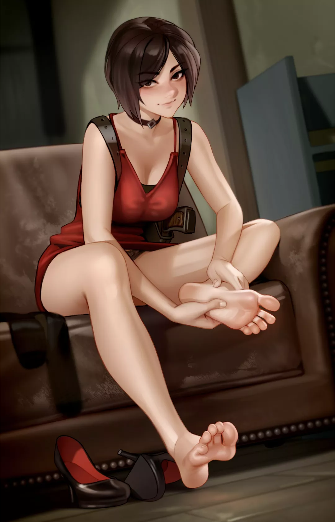 Ada Wong resting her feet (Resident Evil) [Kairunoburogu]