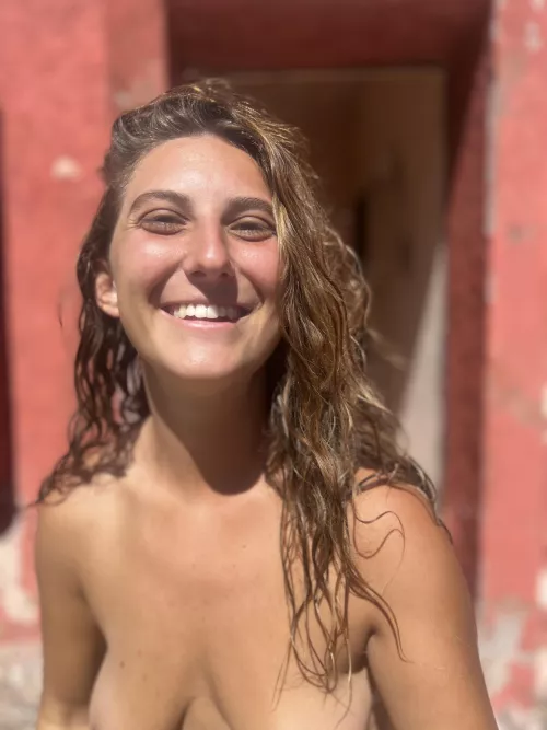 Exploring old ruins in the nude!