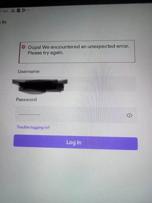I get this error when trying to log in on the android tablet I just got 