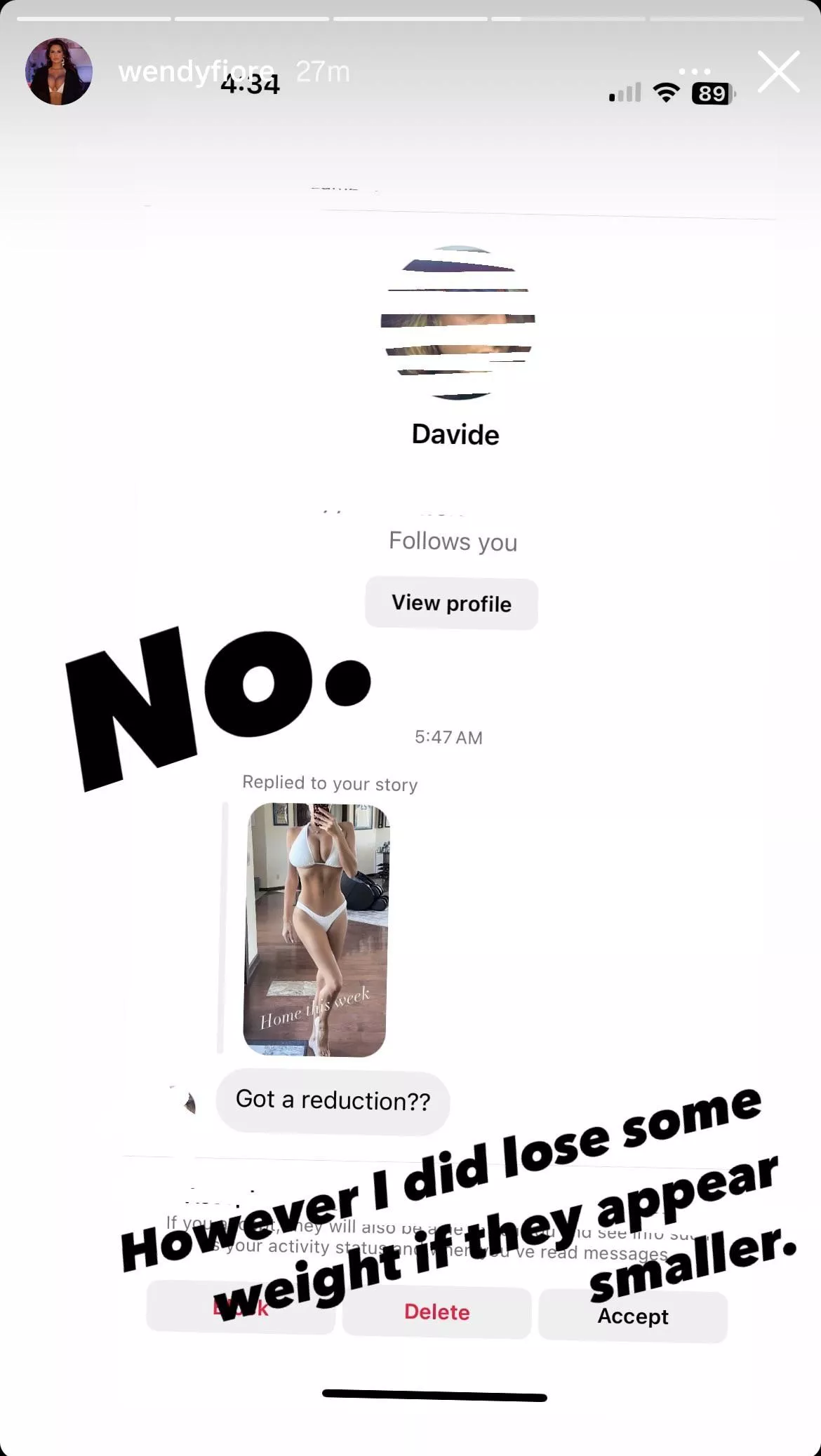 Wendy clears the air. From IG stories