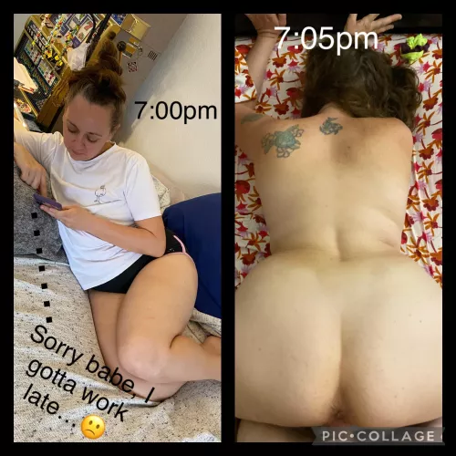 When she works late….