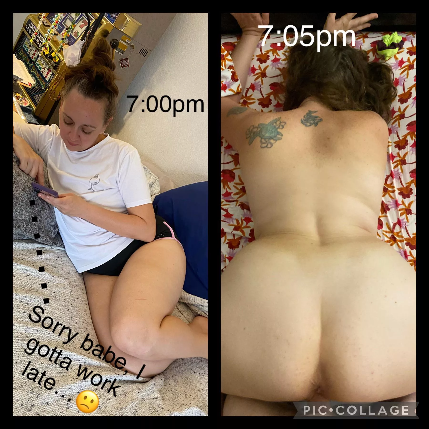 When she works late….