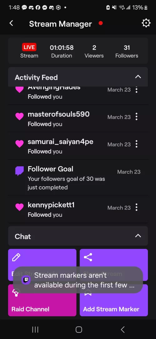 Why cabt I use stream markers